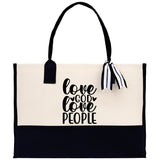 Love God Love People Religious Tote Bag for Women Bible Verse Canvas Tote Bag Religious Gifts Bible Verse Gift Church Tote Bag - Aaria Tees Aaria Tees