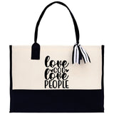 Love God Love People Religious Tote Bag for Women Bible Verse Canvas Tote Bag Religious Gifts Bible Verse Gift Church Tote Bag - Aaria Tees Aaria Tees