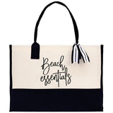 Beach Essentials Tote Bag Beach Vacation Tote Bag Summer Beach Canvas Tote Bag Large Canvas Beach Bag Weekender Tote Bag - Aaria Tees Aaria Tees