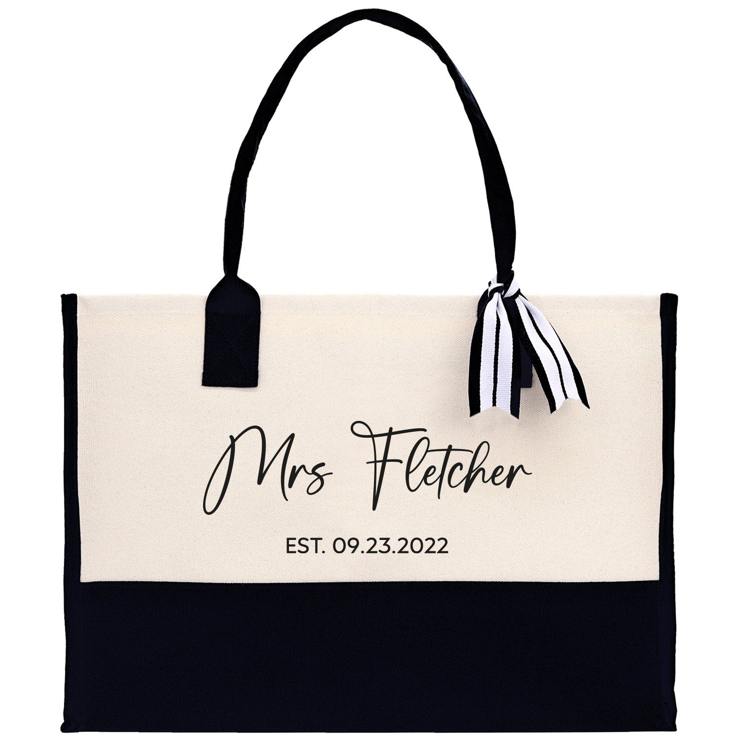 Mrs. Last Name Est Year Tote Bag Personalized Date Wedding Tote Bridal Shower Gift Honeymoon Gift Customized Wedding Gift Bridesmaid Gift - Aaria Tees Aaria Tees