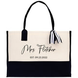 Mrs. Last Name Est Year Tote Bag Personalized Date Wedding Tote Bridal Shower Gift Honeymoon Gift Customized Wedding Gift Bridesmaid Gift - Aaria Tees Aaria Tees