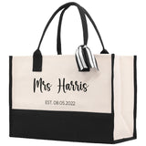 Mrs. Last Name Est Year Tote Bag Personalized Date Wedding Tote Bridal Shower Gift Honeymoon Gift Customized Wedding Gift Bridesmaid Gift - Aaria Tees Aaria Tees