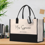 Mrs. Last Name Est Year Tote Bag Personalized Date Wedding Tote Bridal Shower Gift Honeymoon Gift Customized Wedding Gift Bridesmaid Gift - Aaria Tees Aaria Tees