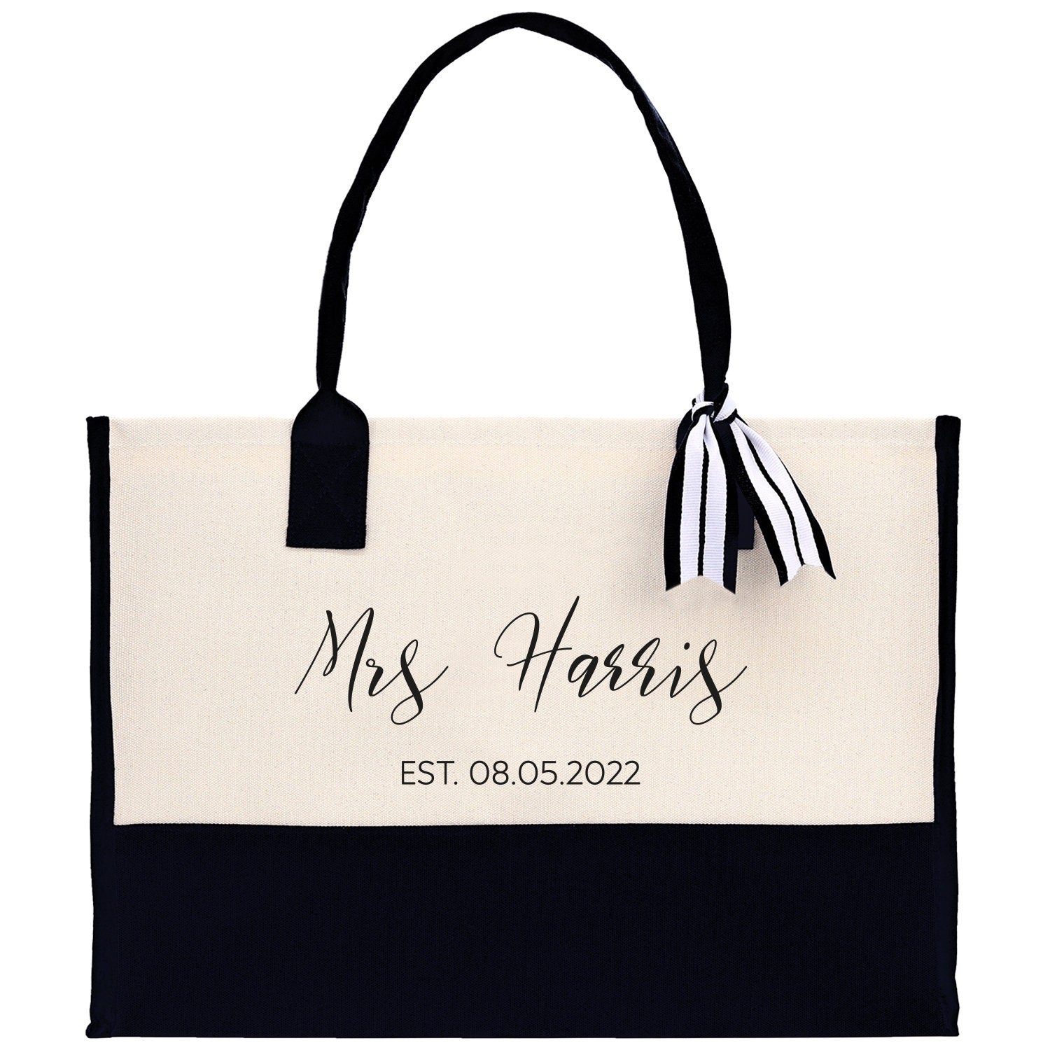 Mrs. Last Name Est Year Tote Bag Personalized Date Wedding Tote Bridal Shower Gift Honeymoon Gift Customized Wedding Gift Bridesmaid Gift - Aaria Tees Aaria Tees