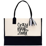 Crazy Book Lady Tote Bag Bookworm Gift Book Quotes Party Gift Book Lover Tote Book Canvas Tote Bag Birthday Gift Library Bag Grocery Bag - Aaria Tees Aaria Tees