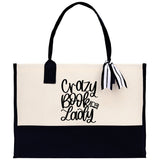 Crazy Book Lady Tote Bag Bookworm Gift Book Quotes Party Gift Book Lover Tote Book Canvas Tote Bag Birthday Gift Library Bag Grocery Bag - Aaria Tees Aaria Tees
