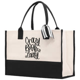 Crazy Book Lady Tote Bag Bookworm Gift Book Quotes Party Gift Book Lover Tote Book Canvas Tote Bag Birthday Gift Library Bag Grocery Bag - Aaria Tees Aaria Tees