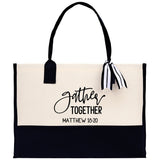 Gather Together Matthew 18:20 Religious Tote Bag for Women Bible Verse Canvas Tote Bag Religious Gifts Bible Verse Gift Church Tote Bag - Aaria Tees Aaria Tees