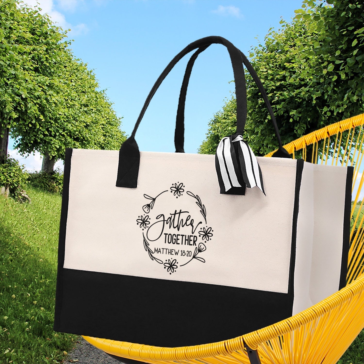 Gather Together Matthew 18:20 Religious Tote Bag for Women Bible Verse Canvas Tote Bag Religious Gifts Bible Verse Gift Church Tote Bag - Aaria Tees Aaria Tees