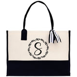Monogram Beach Canvas Tote Bag Initial Tote Bag Letter Tote Bag Birthday Gift Personalized Tote Bag Personalized Beach Bag Monogrammed Bag - Aaria Tees Aaria Tees