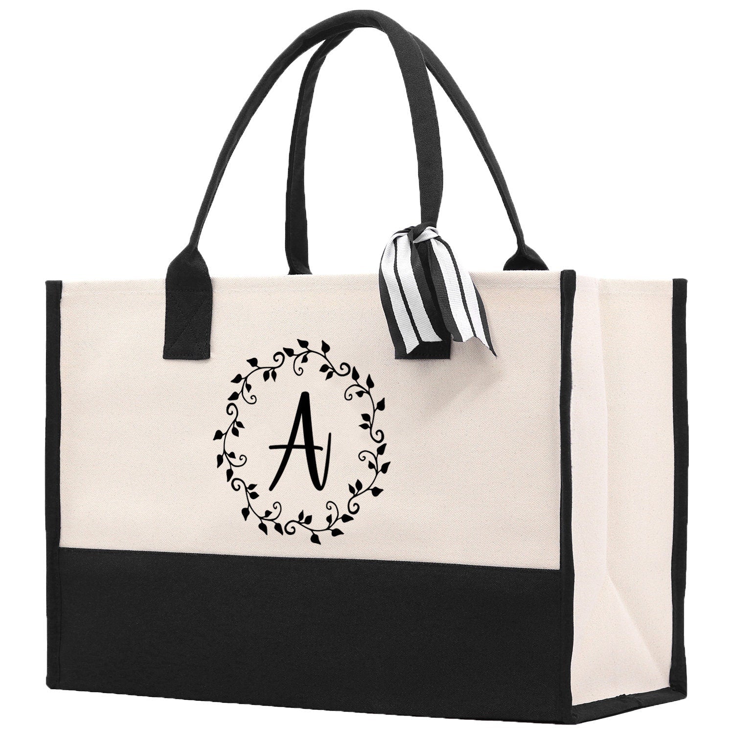 Monogram Beach Canvas Tote Bag Initial Tote Bag Letter Tote Bag Birthday Gift Personalized Tote Bag Personalized Beach Bag Monogrammed Bag - Aaria Tees Aaria Tees