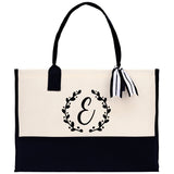 Monogram Beach Canvas Tote Bag Initial Tote Bag Letter Tote Bag Birthday Gift Personalized Tote Bag Personalized Beach Bag Monogrammed Bag - Aaria Tees Aaria Tees
