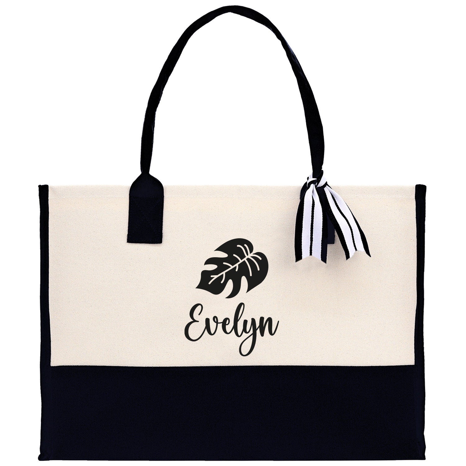 Tropical Leaf with Name Custom Wedding Tote Palm Leaf Bridesmaid Tote Bag Personalized Bride Gift Honeymoon Gift Wedding Bridal Party Gift - Aaria Tees Aaria Tees
