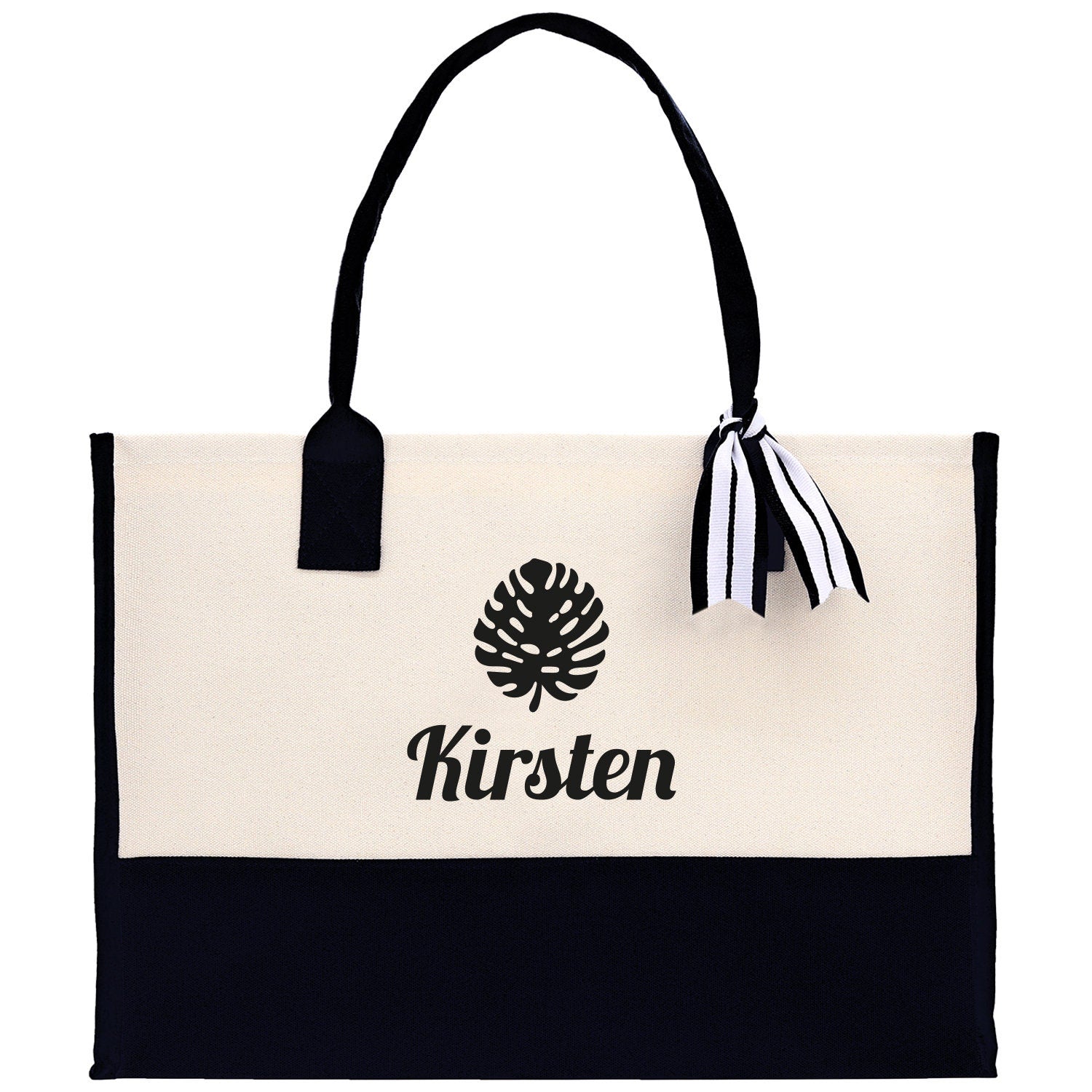 Tropical Leaf with Name Custom Wedding Tote Palm Leaf Bridesmaid Tote Bag Personalized Bride Gift Honeymoon Gift Wedding Bridal Party Gift - Aaria Tees Aaria Tees