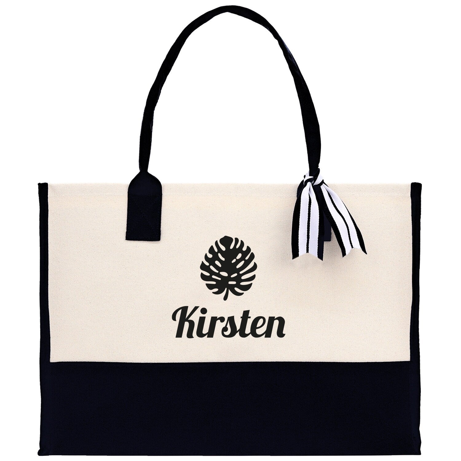Tropical Leaf with Name Custom Wedding Tote Palm Leaf Bridesmaid Tote Bag Personalized Bride Gift Honeymoon Gift Wedding Bridal Party Gift - Aaria Tees Aaria Tees