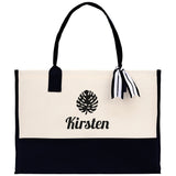 Tropical Leaf with Name Custom Wedding Tote Palm Leaf Bridesmaid Tote Bag Personalized Bride Gift Honeymoon Gift Wedding Bridal Party Gift - Aaria Tees Aaria Tees