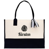 Tropical Leaf with Name Custom Wedding Tote Palm Leaf Bridesmaid Tote Bag Personalized Bride Gift Honeymoon Gift Wedding Bridal Party Gift - Aaria Tees Aaria Tees