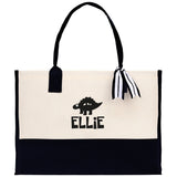 Personalized Kids Name Tote Bag Dinosaur Tote Kindergarten Tote Beach Bag for Boys Custom Kids Summer Bag Kids School Bag Rabbit Unicorn Cat - Aaria Tees Aaria Tees