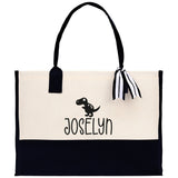 Personalized Kids Name Tote Bag Dinosaur Tote Kindergarten Tote Beach Bag for Boys Custom Kids Summer Bag Kids School Bag Rabbit Unicorn Cat - Aaria Tees Aaria Tees
