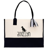 Personalized Kids Name Tote Bag Dinosaur Tote Kindergarten Tote Beach Bag for Boys Custom Kids Summer Bag Kids School Bag Rabbit Unicorn Cat - Aaria Tees Aaria Tees