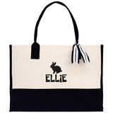 Personalized Kids Name Tote Bag Dinosaur Tote Kindergarten Tote Beach Bag for Boys Custom Kids Summer Bag Kids School Bag Rabbit Unicorn Cat - Aaria Tees Aaria Tees