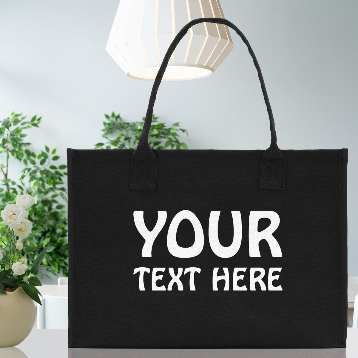 Customized Embroidered Name Tote Bag 100% Cotton Canvas and a Chic Personalized Tote Bag, Beach Bag, Market Bag, Bridesmaid Bag - Black - Aaria Tees