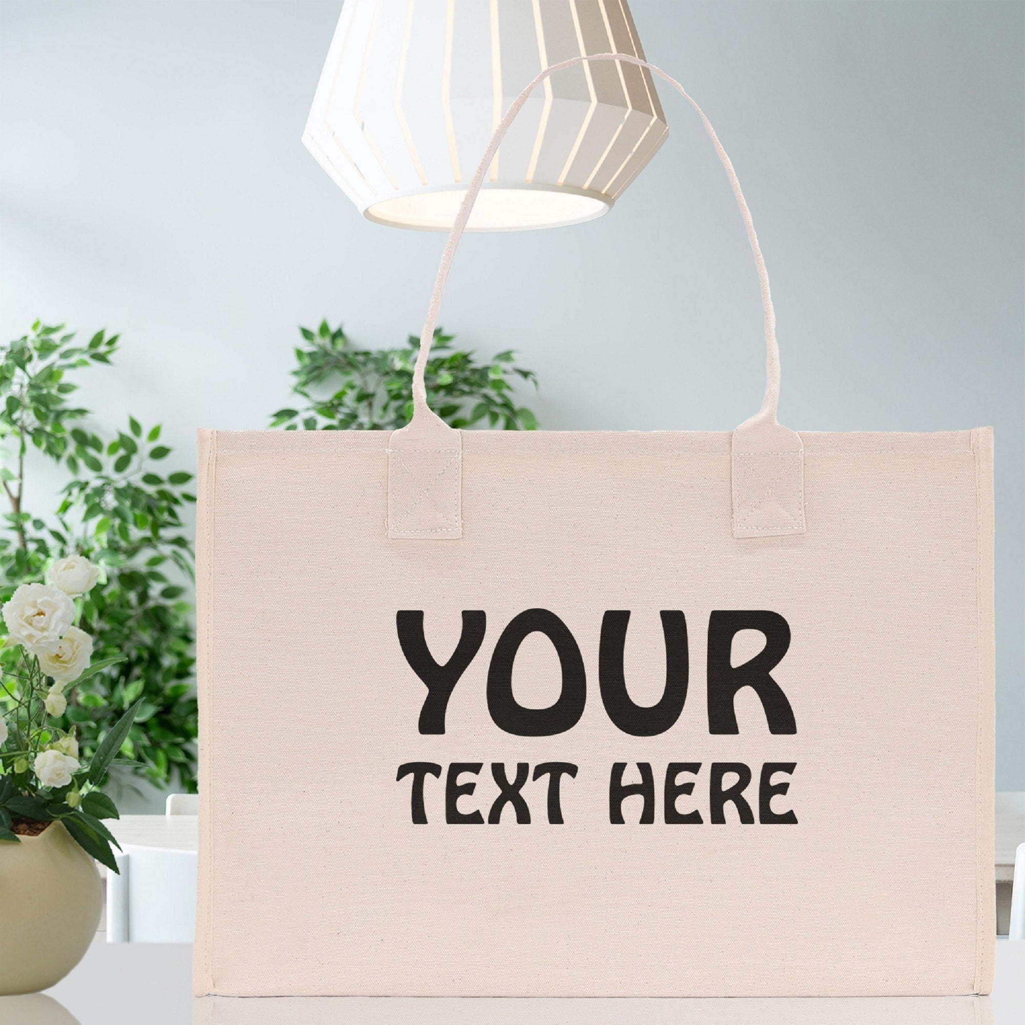 Minimalist Customized Embroidered Name Tote Bag 100% Cotton Canvas and a Chic Personalized Tote , Beach Bag, Market Bag, Bridesmaid -Natural - Aaria Tees Aaria Tees