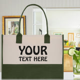 Customized Embroidered Name Tote Bag 100% Cotton Canvas and a Chic Personalized Tote Bag, Beach Bag, Market Bag, Bridesmaid Bag - Olive - Aaria Tees Aaria Tees