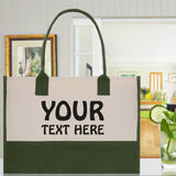 Customized Embroidered Name Tote Bag 100% Cotton Canvas and a Chic Personalized Tote Bag, Beach Bag, Market Bag, Bridesmaid Bag - Olive - Aaria Tees Aaria Tees