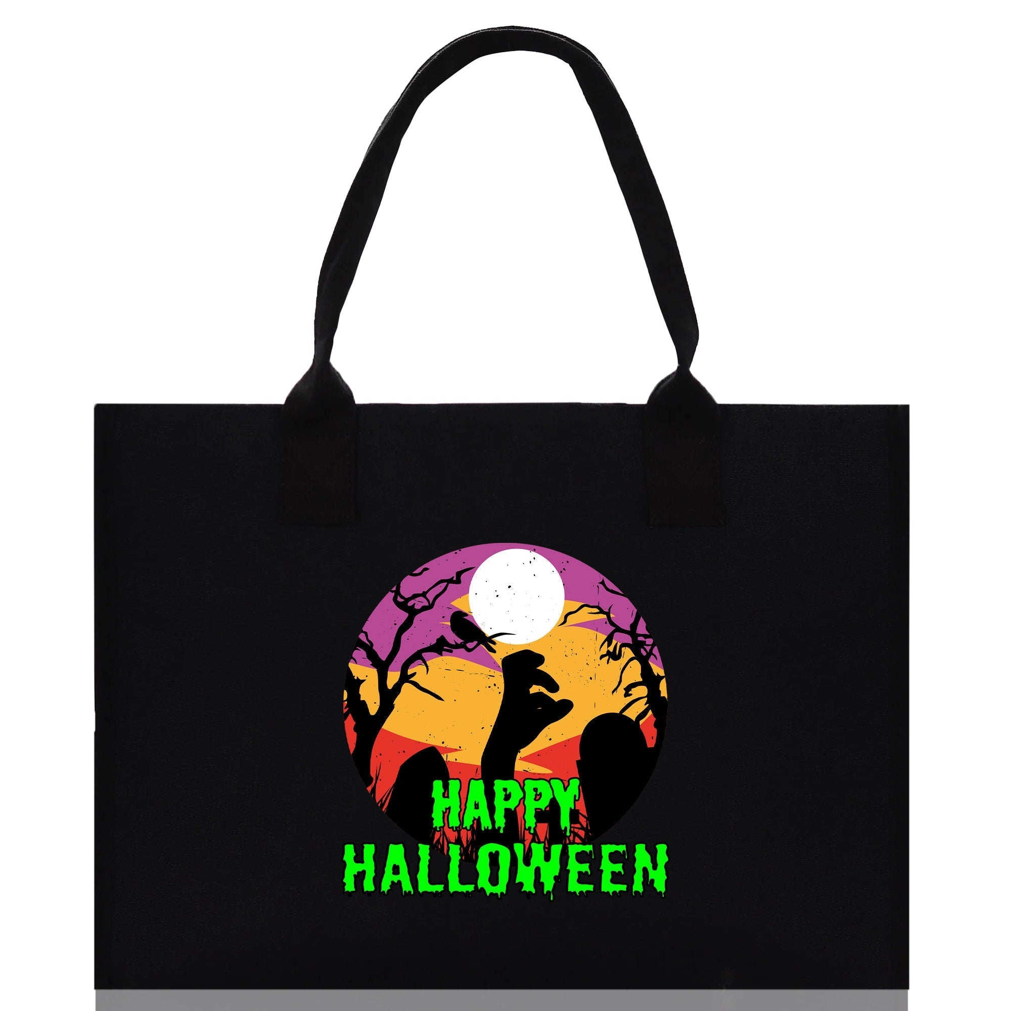 Halloween Trick or Treat Tote Bag Halloween Tote Bag for Kids Halloween Gift Halloween Candy Bag Halloween Doodles Cute Canvas Tote Bag - Aaria Tees Aaria Tees