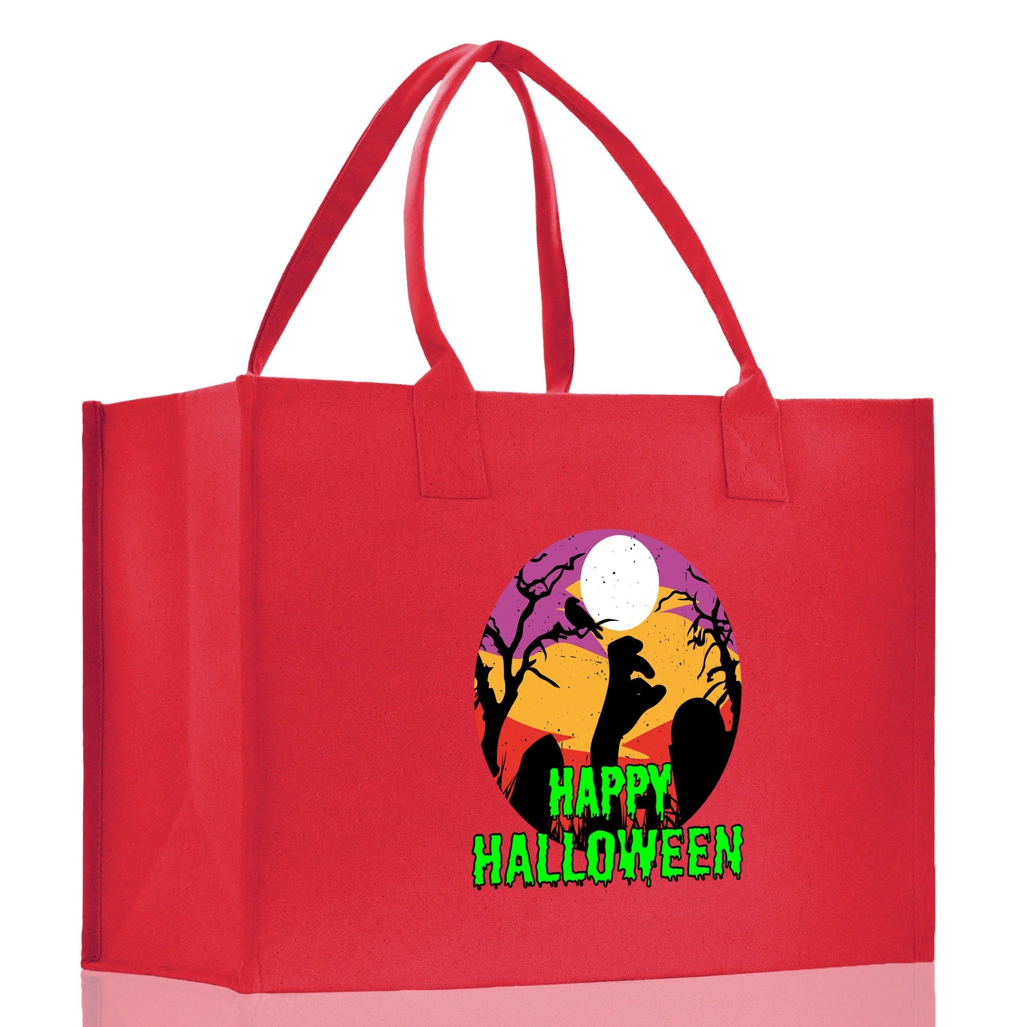 Halloween Trick or Treat Tote Bag Halloween Tote Bag for Kids Halloween Gift Halloween Candy Bag Halloween Doodles Cute Canvas Tote Bag - Aaria Tees Aaria Tees