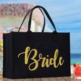 Bride Large Print Tote Bag 100% Cotton Canvas Bridal Party Tote Bachelorette Bag Bridal Chic Tote Bags Wedding Totes - Aaria Tees Aaria Tees