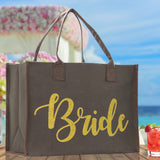 Bride Large Print Tote Bag 100% Cotton Canvas Bridal Party Tote Bachelorette Bag Bridal Chic Tote Bags Wedding Totes - Aaria Tees Aaria Tees
