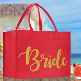 Bride Large Print Tote Bag 100% Cotton Canvas Bridal Party Tote Bachelorette Bag Bridal Chic Tote Bags Wedding Totes - Aaria Tees Aaria Tees