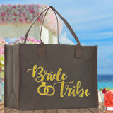 Bride & Tribe Large Print Tote Bag 100% Cotton Canvas Bridal Party Tote Bachelorette Bag Bridal Chic Tote Bags Wedding Totes - Aaria Tees Aaria Tees