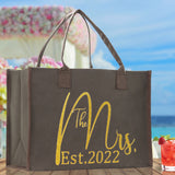 The Mrs. Est. 2022 Large Print Tote Bag 100% Cotton Canvas Bridal Party Tote Bachelorette Bag Bridal Chic Tote Bags Wedding Totes - Aaria Tees Aaria Tees
