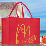 The Mrs. Est. 2022 Large Print Tote Bag 100% Cotton Canvas Bridal Party Tote Bachelorette Bag Bridal Chic Tote Bags Wedding Totes - Aaria Tees Aaria Tees