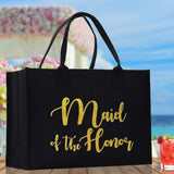 Maid of The Honor Large Print Tote Bag 100% Cotton Canvas Bridal Party Tote Bachelorette Bag Bridal Chic Tote Bags Wedding Totes - Aaria Tees Aaria Tees