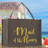 Maid of The Honor Large Print Tote Bag 100% Cotton Canvas Bridal Party Tote Bachelorette Bag Bridal Chic Tote Bags Wedding Totes - Aaria Tees Aaria Tees