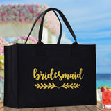 Bridesmaid Large Print Tote Bag 100% Cotton Canvas Bridal Party Tote Bachelorette Bag Bridal Chic Tote Bags Wedding Totes - Aaria Tees Aaria Tees
