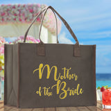 Mother of The Bride Large Print Tote Bag 100% Cotton Canvas Bridal Party Tote Bachelorette Bag Bridal Chic Tote Bags Wedding Totes - Aaria Tees Aaria Tees