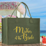 Mother of The Bride Large Print Tote Bag 100% Cotton Canvas Bridal Party Tote Bachelorette Bag Bridal Chic Tote Bags Wedding Totes - Aaria Tees Aaria Tees