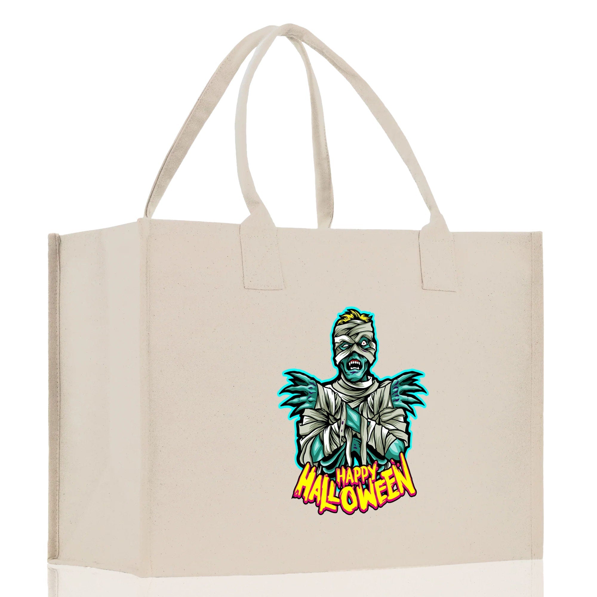 Halloween Trick or Treat Tote Bag Halloween Tote Bag for Kids Halloween Gift Halloween Candy Bag Halloween Doodles Cute Canvas Tote Bag - Aaria Tees Aaria Tees