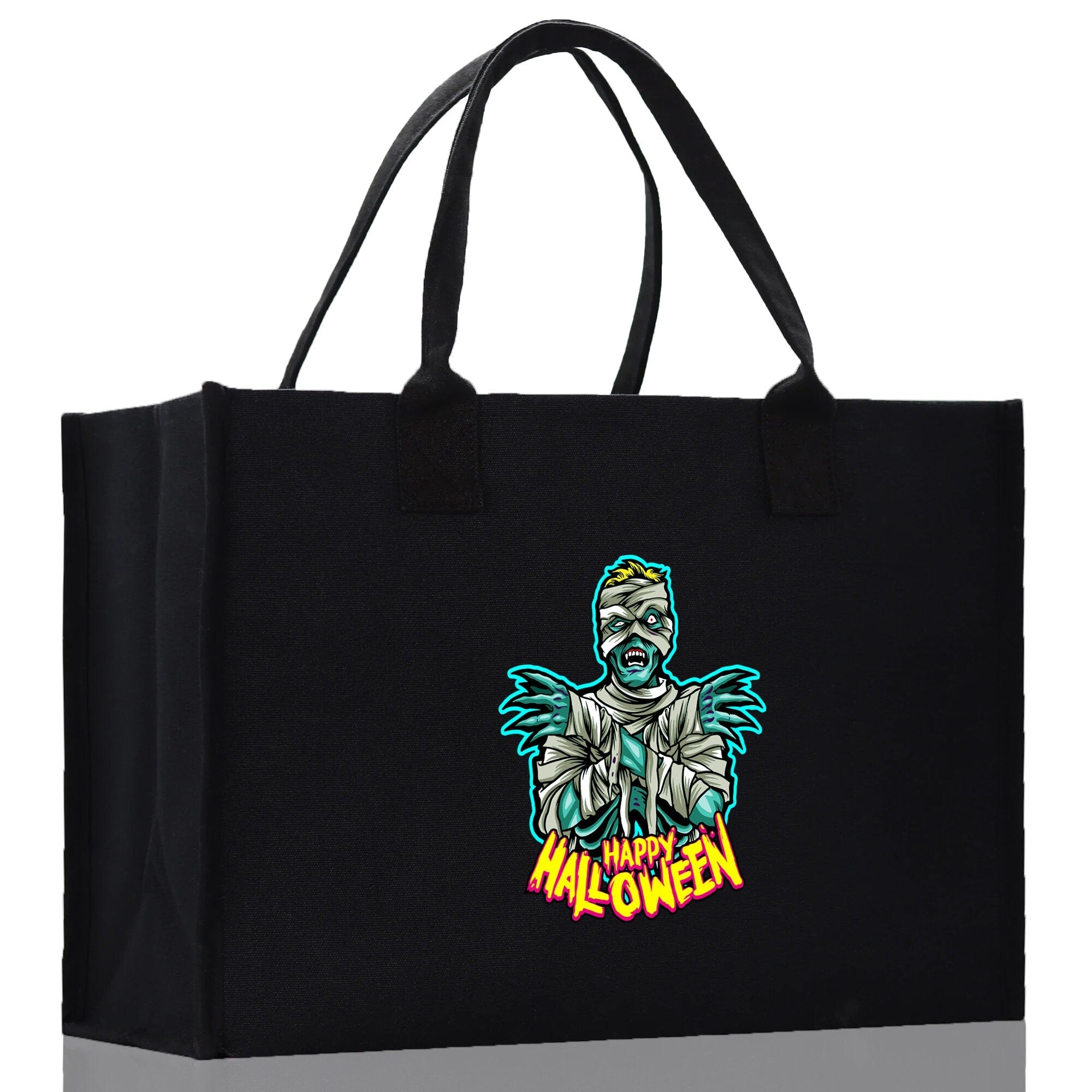 Halloween Trick or Treat Tote Bag Halloween Tote Bag for Kids Halloween Gift Halloween Candy Bag Halloween Doodles Cute Canvas Tote Bag - Aaria Tees Aaria Tees