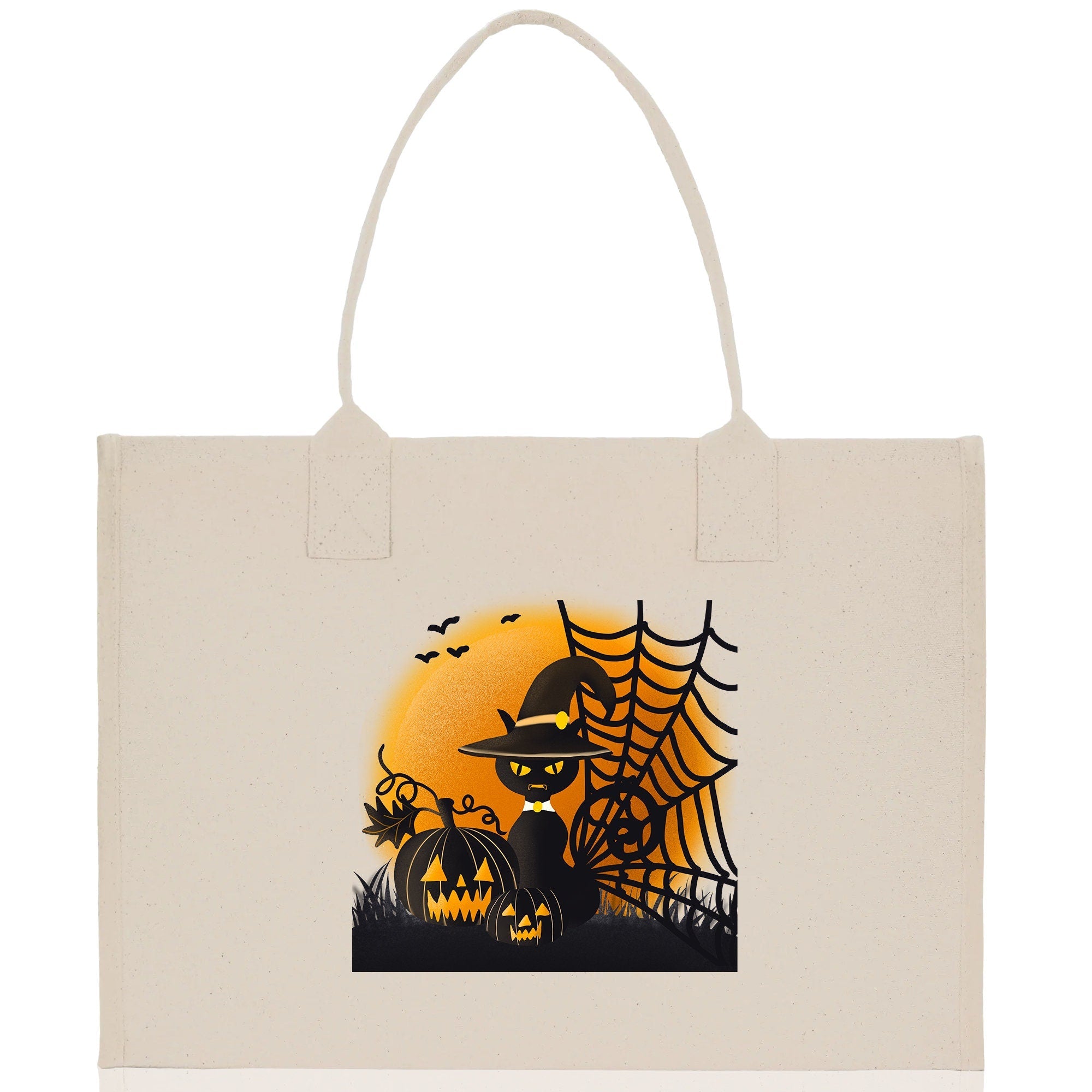 Halloween Trick or Treat Tote Bag Halloween Tote Bag for Kids Halloween Gift Halloween Candy Bag Halloween Doodles Cute Canvas Tote Bag - Aaria Tees Aaria Tees