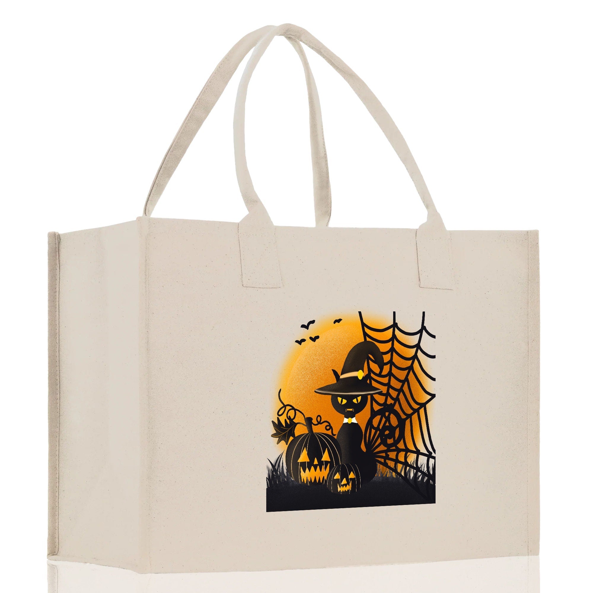 Halloween Trick or Treat Tote Bag Halloween Tote Bag for Kids Halloween Gift Halloween Candy Bag Halloween Doodles Cute Canvas Tote Bag - Aaria Tees Aaria Tees