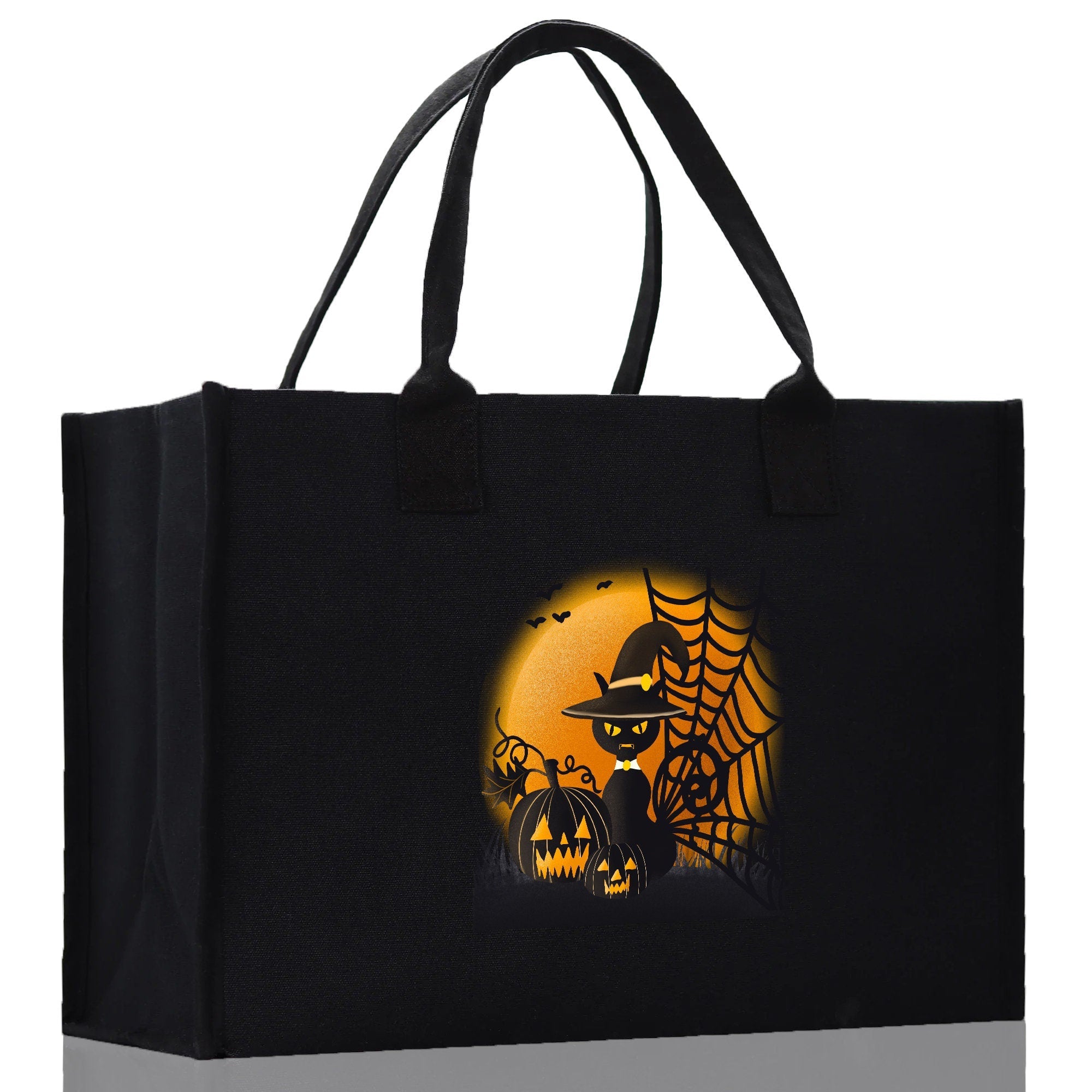 Halloween Trick or Treat Tote Bag Halloween Tote Bag for Kids Halloween Gift Halloween Candy Bag Halloween Doodles Cute Canvas Tote Bag - Aaria Tees Aaria Tees