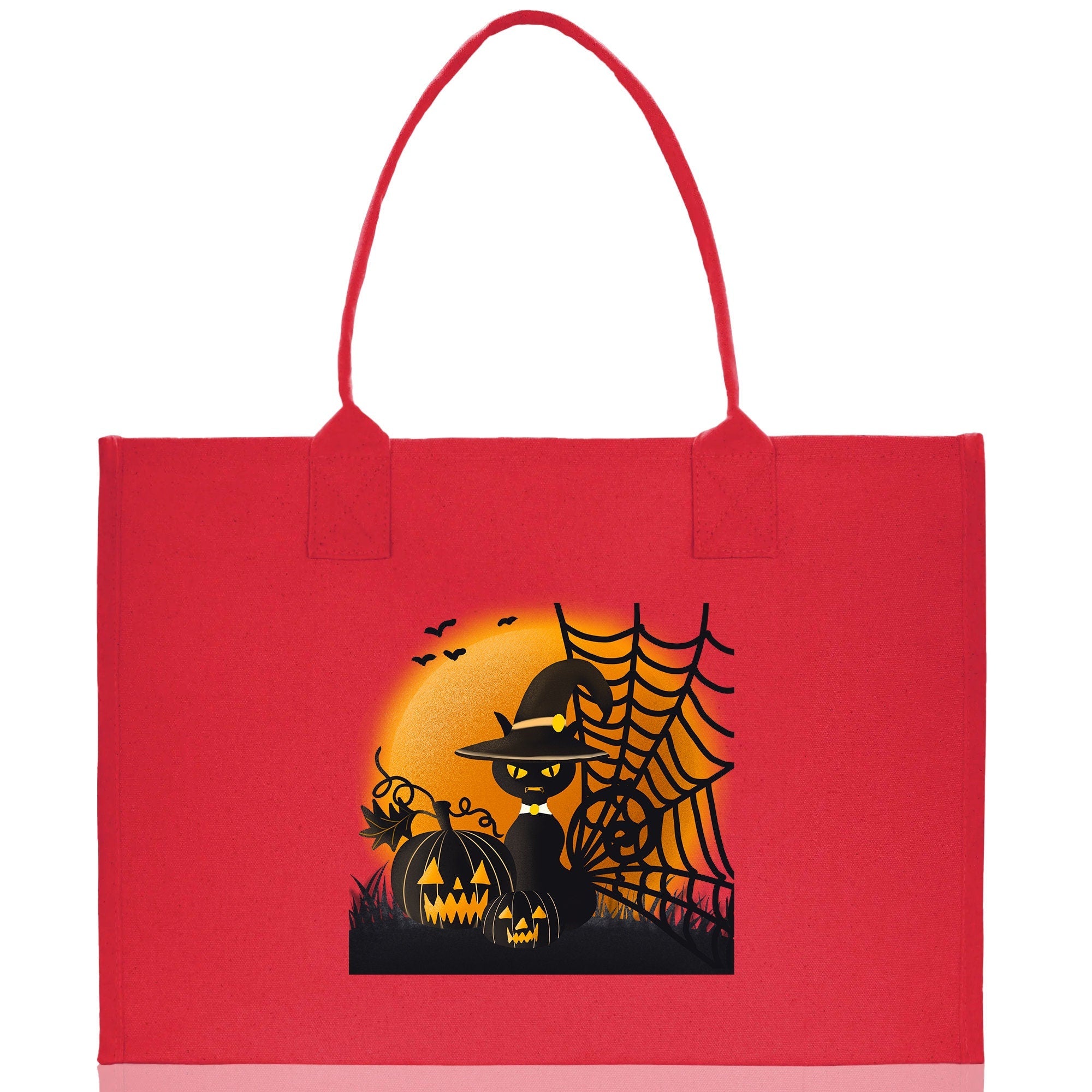 Halloween Trick or Treat Tote Bag Halloween Tote Bag for Kids Halloween Gift Halloween Candy Bag Halloween Doodles Cute Canvas Tote Bag - Aaria Tees Aaria Tees