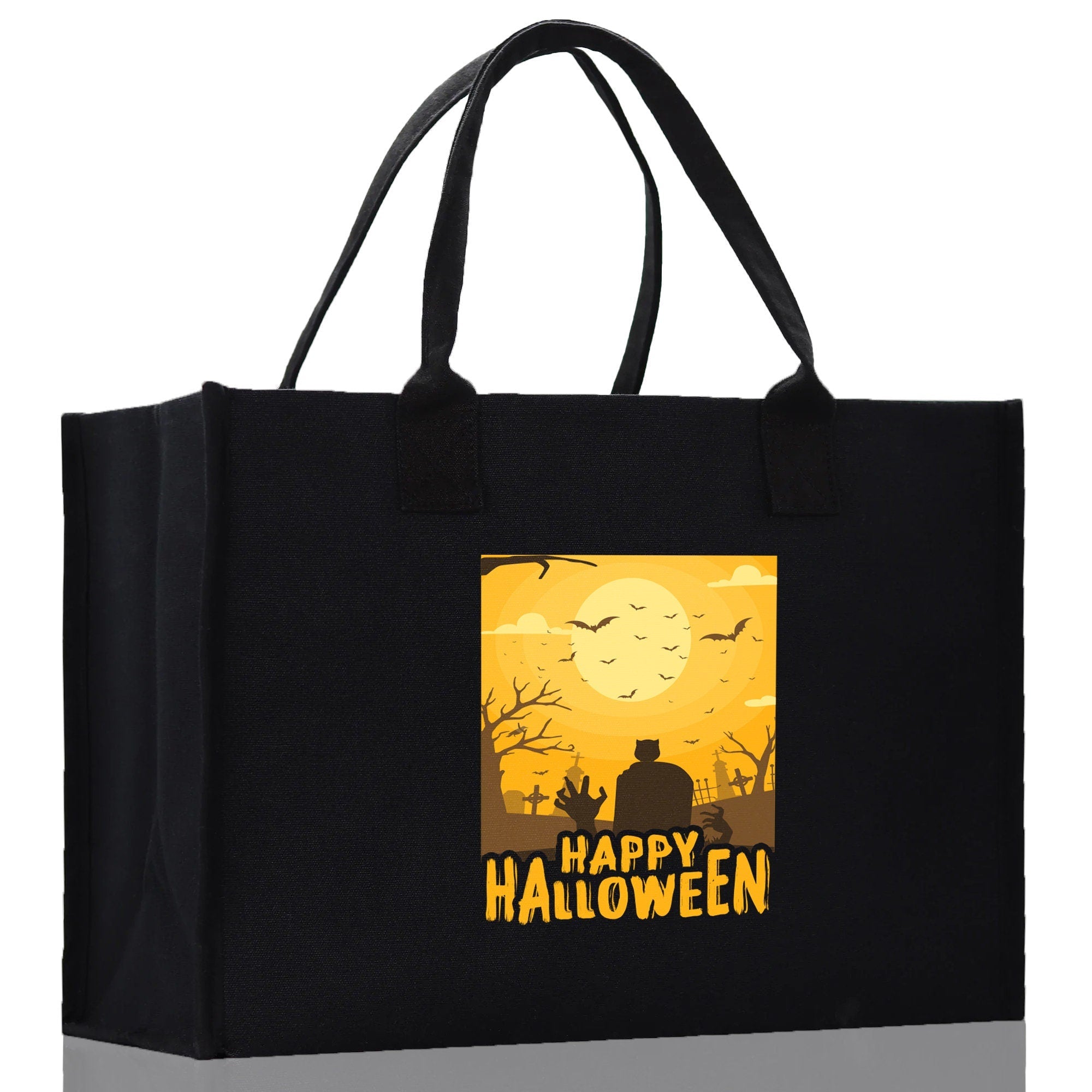 Halloween Trick or Treat Tote Bag Halloween Tote Bag for Kids Halloween Gift Halloween Candy Bag Halloween Doodles Cute Canvas Tote Bag - Aaria Tees Aaria Tees