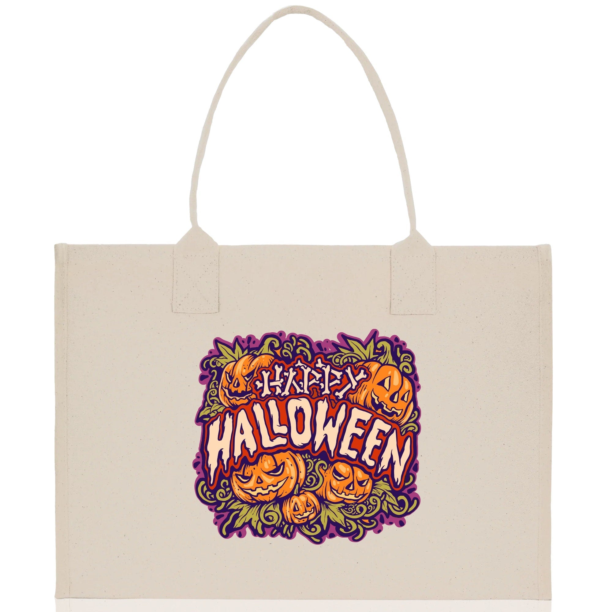 Halloween Trick or Treat Tote Bag Halloween Tote Bag for Kids Halloween Gift Halloween Candy Bag Halloween Doodles Cute Canvas Tote Bag - Aaria Tees Aaria Tees